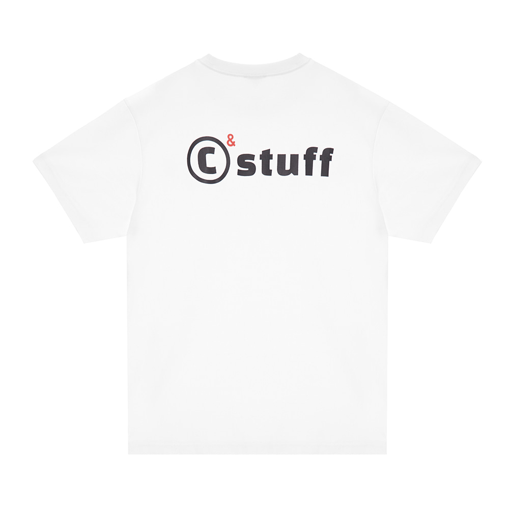 ESSENTIAL 오버핏 로고변형 반팔 티셔츠(화이트)