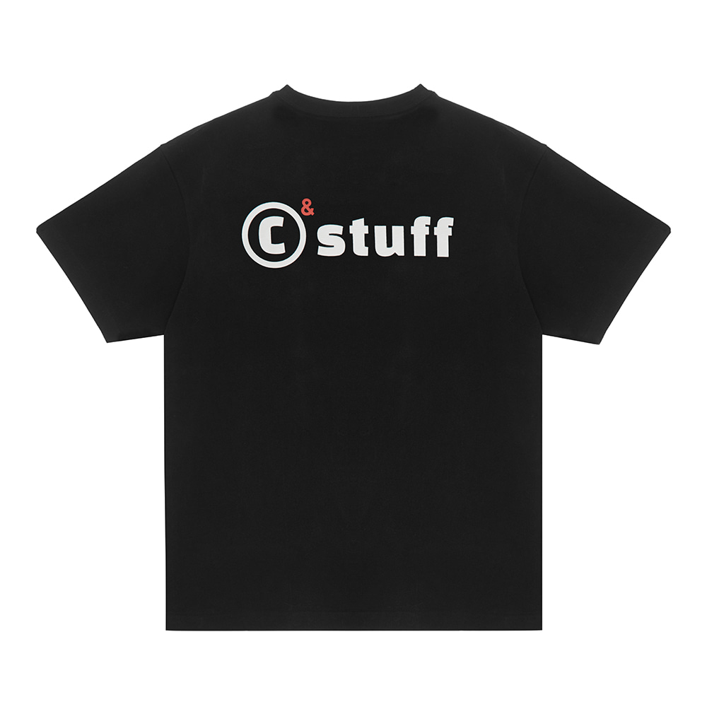 ESSENTIAL 오버핏 로고변형 반팔 티셔츠(블랙)